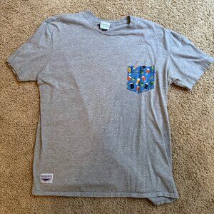 Waterline Brewing Co. Pocket Graphic Tee – Gray Beer Print Shirt (Size XL)